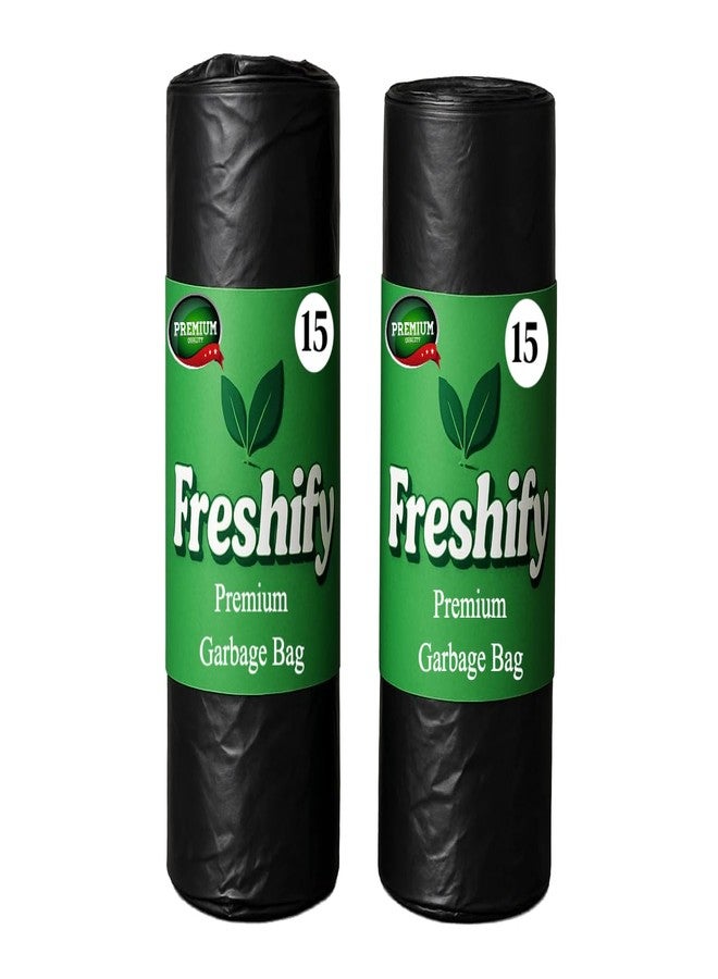 Freshify Premium Garbage Bags | 30 Pcs | Extra Large XL - 30 X 37 | 15 Bags * 2 Rolls | Strong & Leak Proof Dustbin Bag | Black | Perfect for Home And Office Use| Wet And Dry Both - Image 1